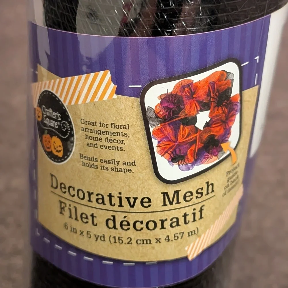 Crafter's Square Black Decorative Deco Mesh 6 inch x‎ 5 yard Roll 222620-1705